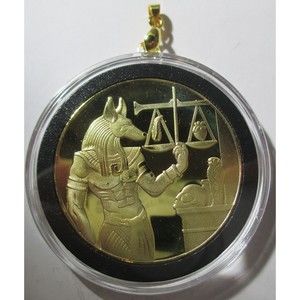 Anubis Egyptian God Gold COIN/PENDANT (Air Tight Capsule)